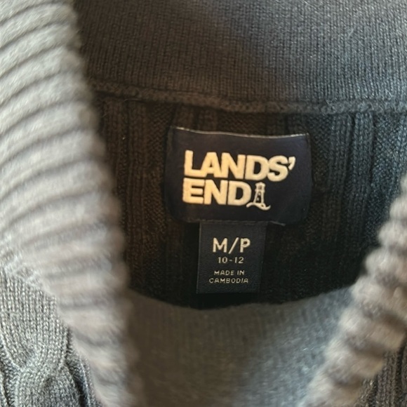 Lands End Cable Knit Fine Gauge Mock Neck Tunic Sweater Size M/P - Picture 7 of 12